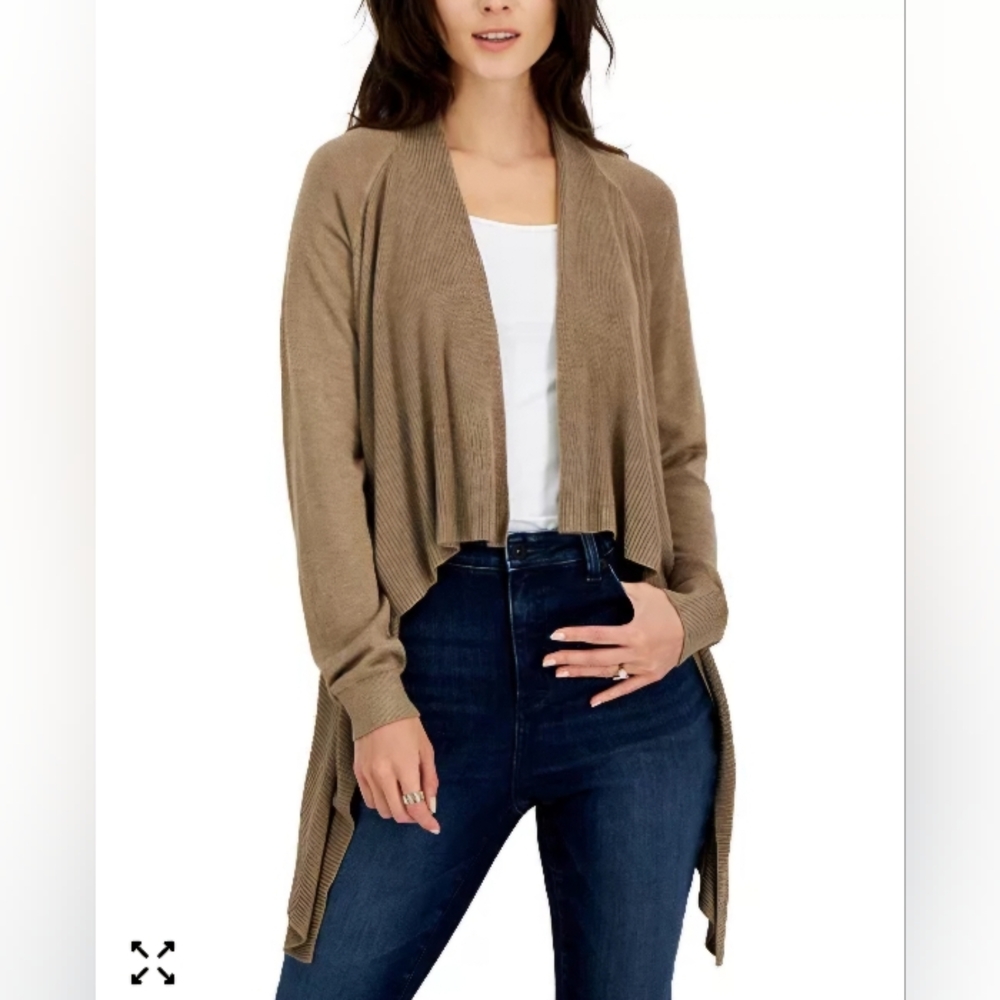 INC International Concepts Beige Open Front Cardigan